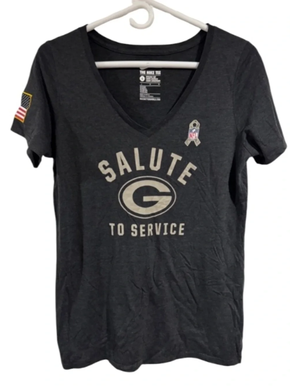 Nike tee Salute to Service Green Bay V-Neck Tee gray athletic large